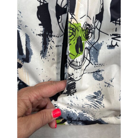 Mutu Snow Ski Coat Mens XL White Green Black Skull Abstract Detachable Hood - Picture 11 of 15